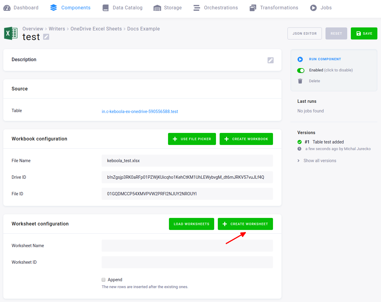 Screenshot - Create worksheet button